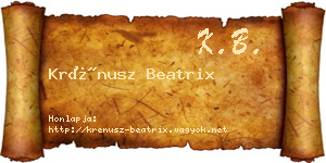 Krénusz Beatrix névjegykártya